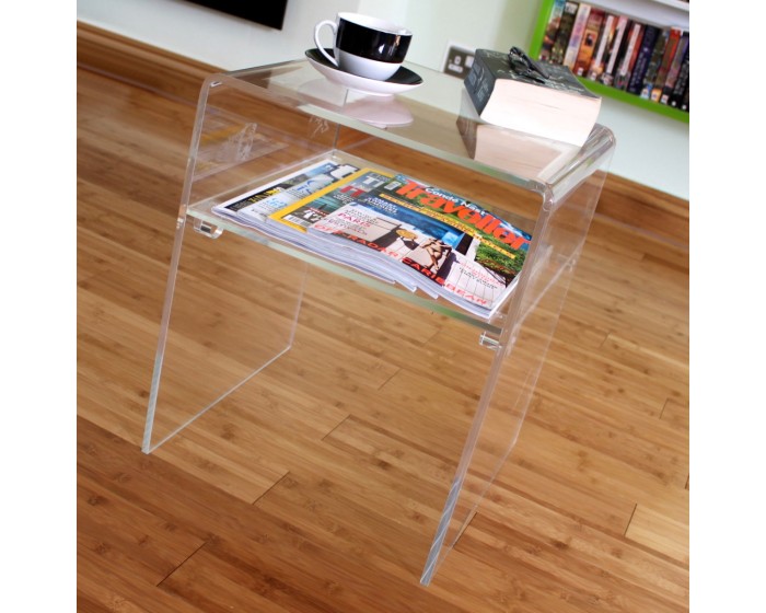 Clear Acrylic Side Table With Shelf