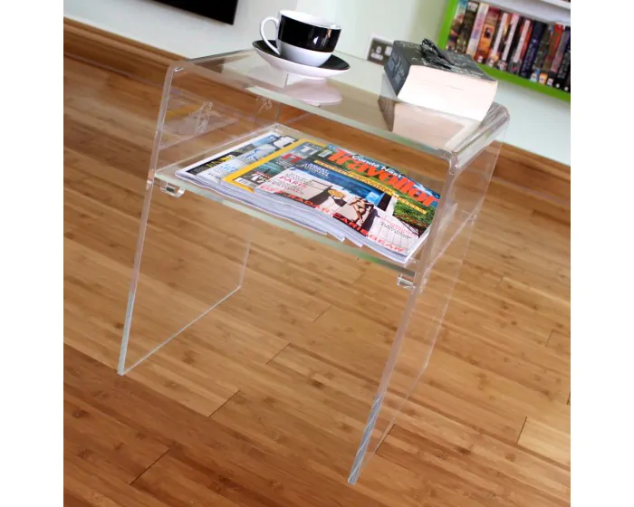 Acrylic coffee table hot sale with shelf