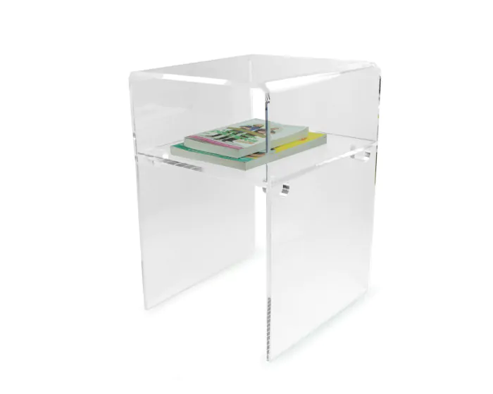 Acrylic table sales with shelf